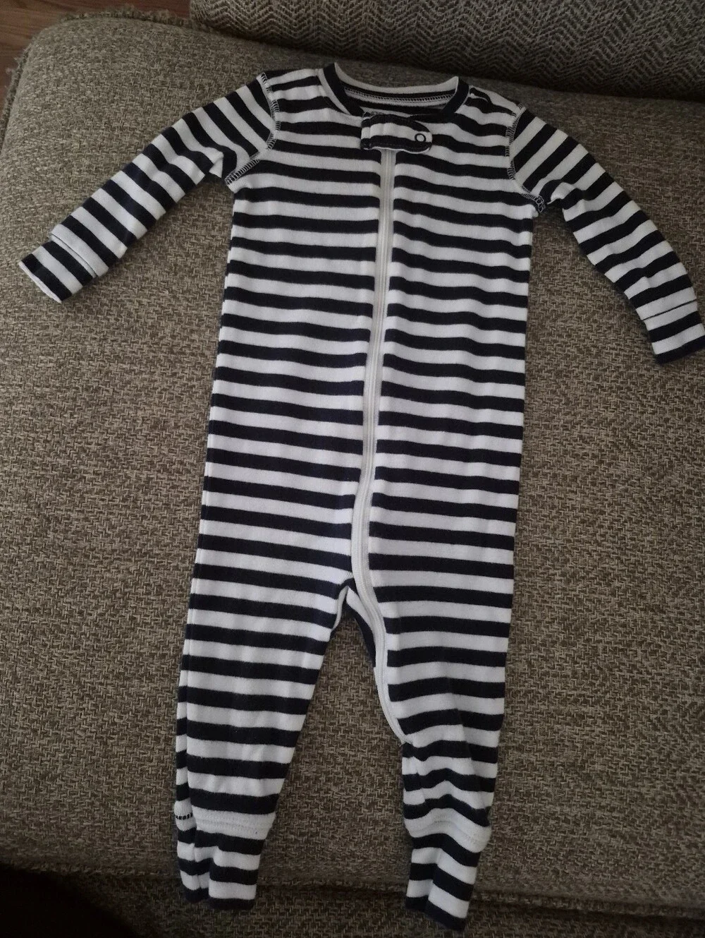 Carter's Navy and Light Blue Striped Footed One-Piece
